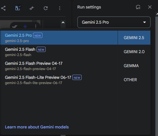 Select Gemini Model